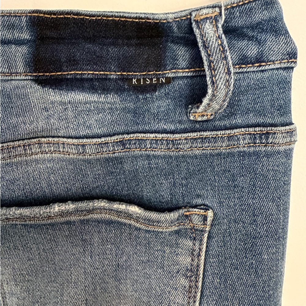 Risen Wide Leg Jeans Womens 13 Blue Distressed Raw Hem Mid Rise RDP5353 - Picture 7 of 7